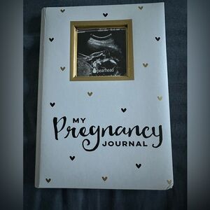 Pearhead White Pregnancy Journal with Black and Gold Hearts